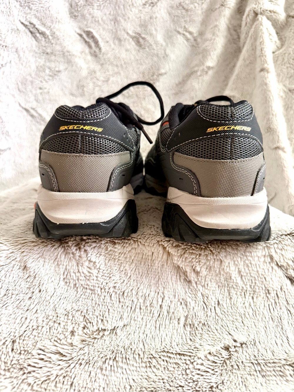 Skechers Men’s Gray and Black Outdoor Trail Sneakers with Orange Accents - Picture 9 of 9